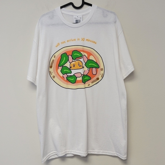 Sanrio Gudetama Pizza Graphic T-shirt White L - Picture 7 of 7